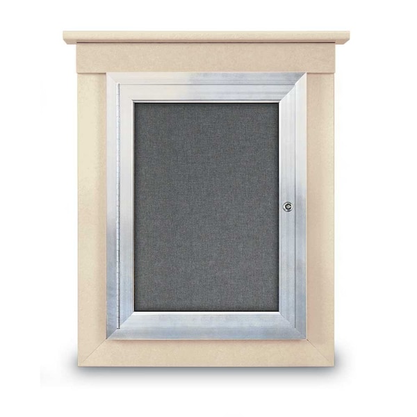 42"x32" 2-Door Enclosed Letterboard, Black Vinyl/Cherry